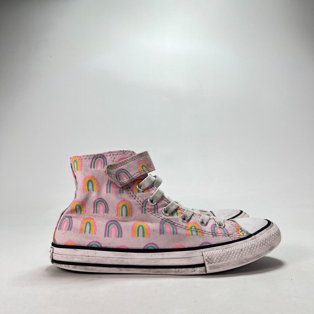 Converse Chuck Taylor All Star Easy-On Rainbows Pink Skate Sneakers Youth Size 3